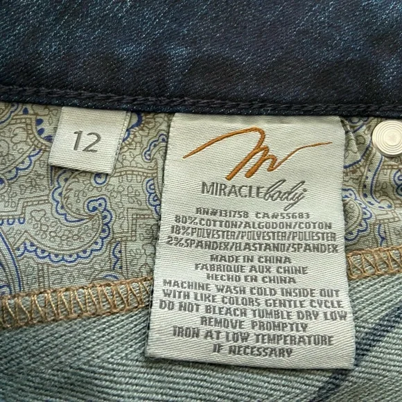 Miraclebody Katie straight leg blue jeans size 12 - Picture 4 of 4